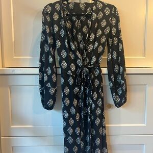 Diane Von Furstenberg Black Floral Long Sleeve Dress